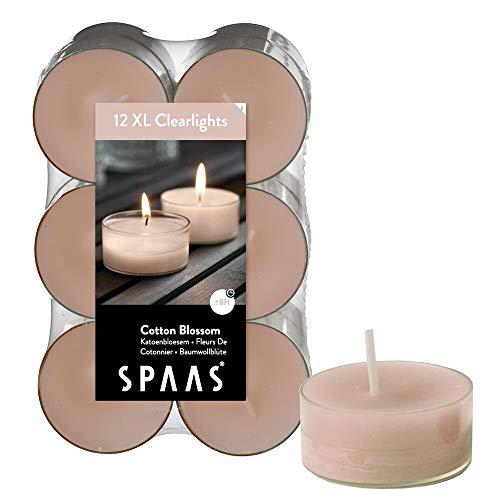 72 Maxi Scented Tealights 8 Hours Transparent Clear Cup, Cotton Blossom