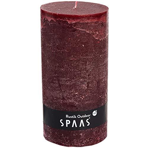 Rustic Unscented Pillar Candle 100/200 mm, ± 120 Hours Wine Red (6 Candles)