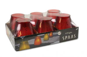 Unscented D-light Candles in Glass, Red (6 Candles)