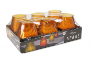 Unscented D-light Candles in Glass, Orange (6 Candles)
