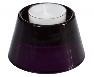 Glass Conical Maxi Tea Light Holder, Tray of 6, Aubergine