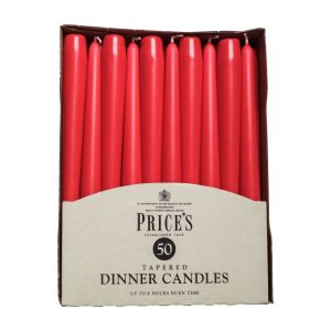 10 inch Tapered Dinner Candles Red (100 Candles)