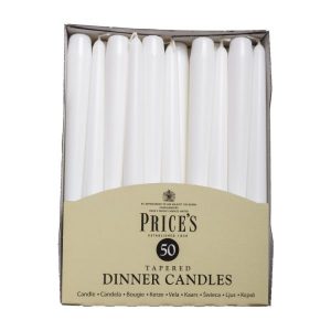 10 inch Tapered Dinner Candles White (200 Candles)