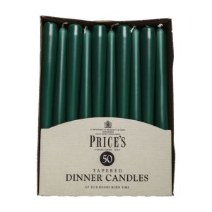 10 inch Tapered Dinner Candles Green (100 Candles)